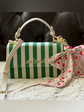 Betsey Johnson NWT Small Spring Summer Top-Handle Women's Bag w/ Cherry Scarf